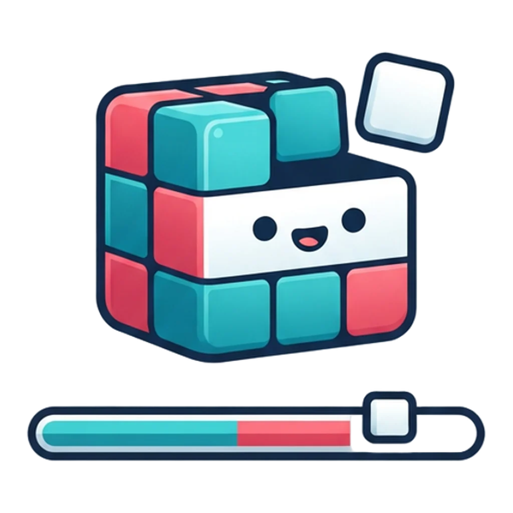 Pixel the tile cube rebuilds a progress bar block by block as the connection returns