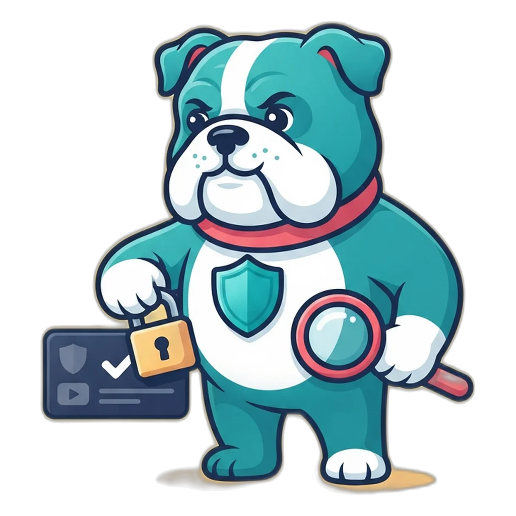 Guard the shield bulldog locks a confirmed account card with a padlock