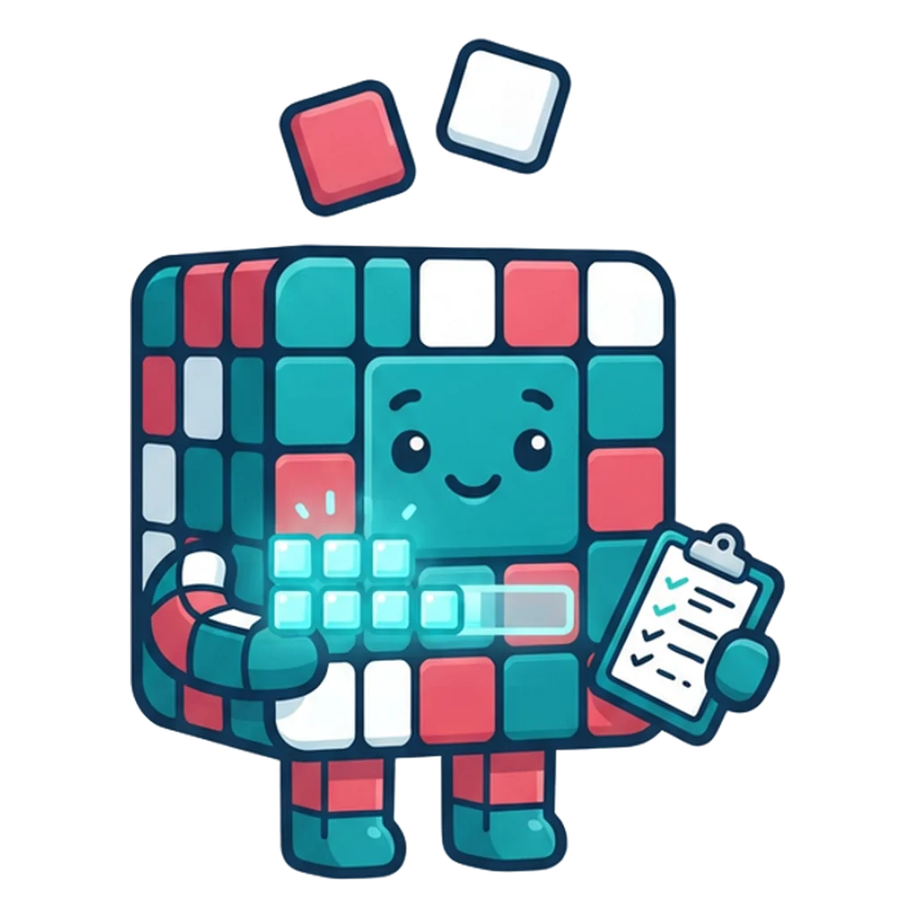 Pixel the tile cube builds a progress bar as a 6E Club upload sends its chunks